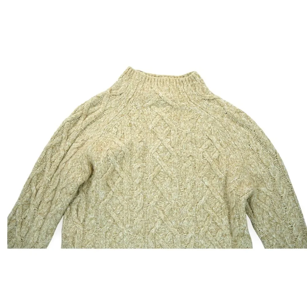 Michael Kors Women's Cable Knit Sweater Cotton Wool Size Small Beige Long Sleeve